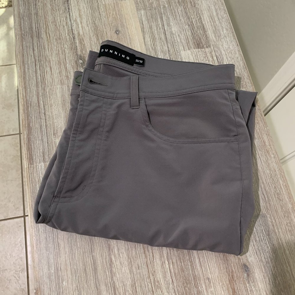 DUNNING Flat Front Wrinkle Resistant Golf Slacks 33x32 EUC Performance Pants